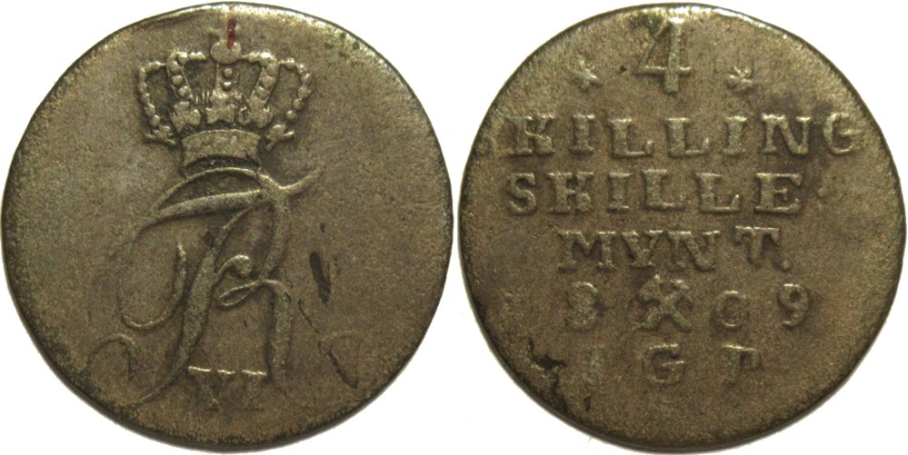 Frederick VI - 4 Skilling 1809 Norway (2ex) monnaies monde norvege frederick vi 4 skilling 1809 norway 2ex