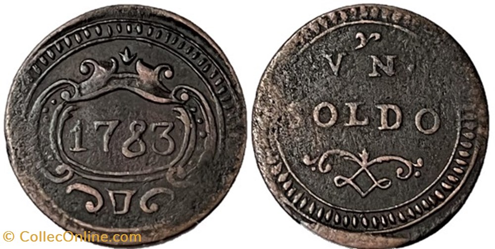 1783 Duchy of Modena e Reggio, 1 Soldo - Ercole III d'Este (var) monnaies monde italie 1783 duchy of modena e reggio 1 soldo ercole iii este var