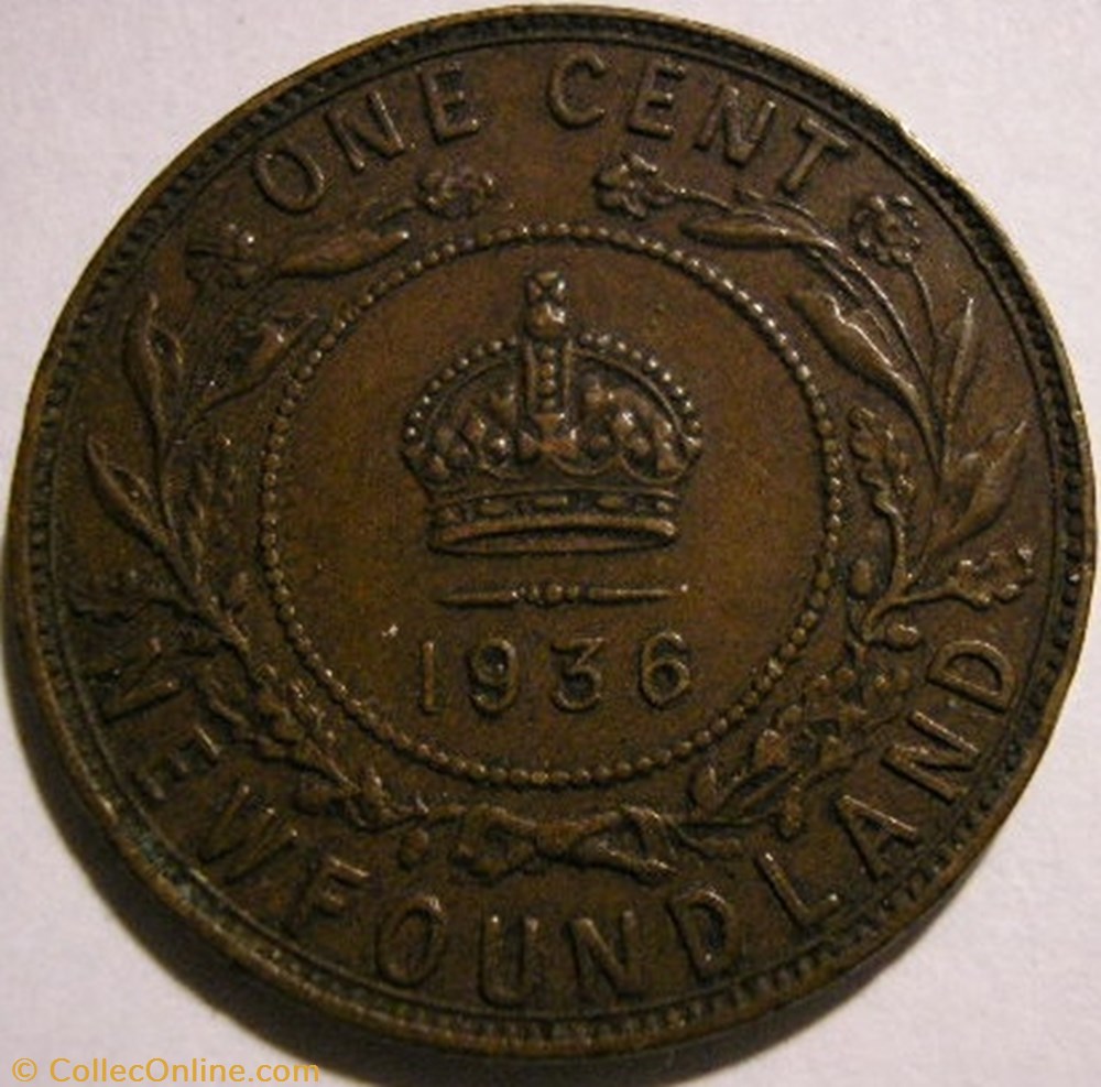 George V - One Cent 1936 Newfoundland monnaie monde canadum george v one cent 1936 newfoundland