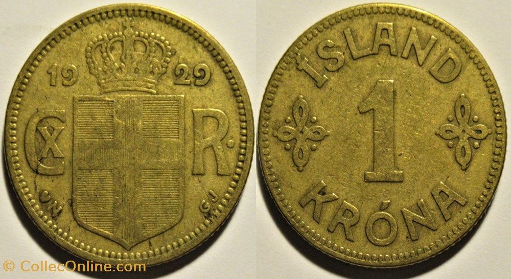 monnaies monde islande christian x of denmark 1 krona 1929 iceland