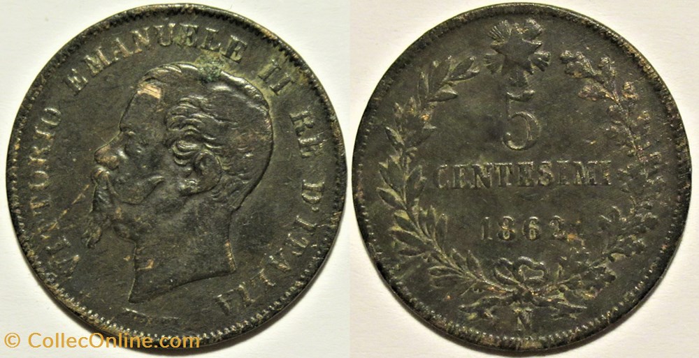 monnaies monde italie 1862 regno italia 5 centesimi napoli vittorio emanuele ii