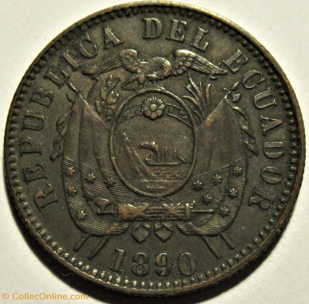 Ecuador - Un Centavo 1890, Heaton Mint 2 monnaies monde equateur ecuador un centavo 1890 heaton mint