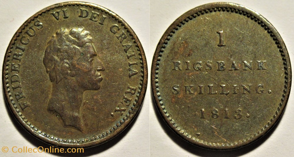 Frederik VI Denmark - 1 Rigsbankskilling 1813 monnaies monde danemark frederik vi denmark 1 rigsbankskilling 1813