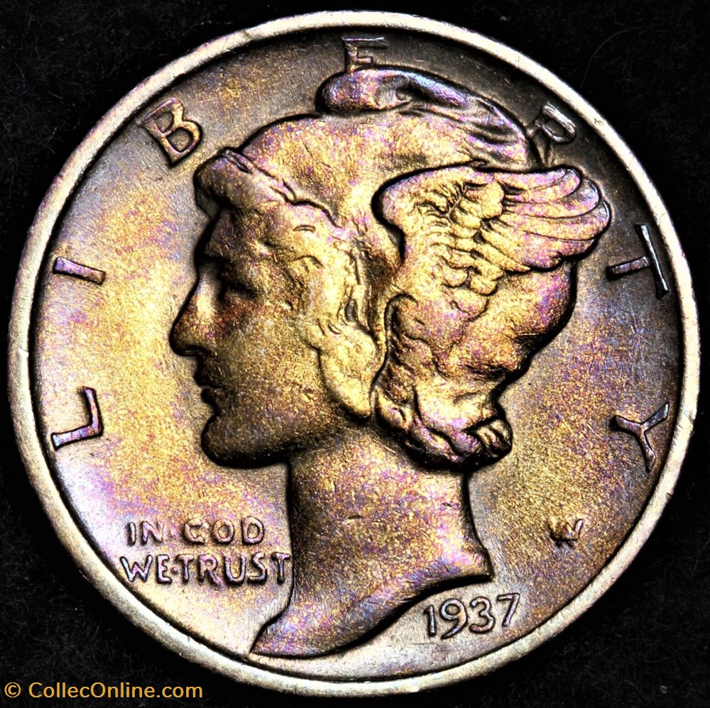 1937 Denver Dime monnaies monde etats unis 1937 denver dime