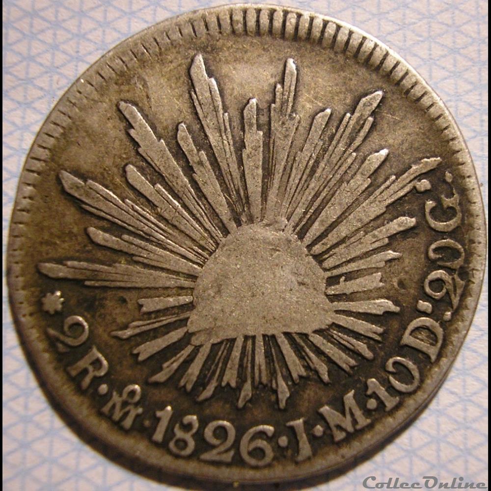 México - 2 Reales 1826 Mo - Ist Republic monnaie monde mexique mexico 2 reales 1826 mo ist republic