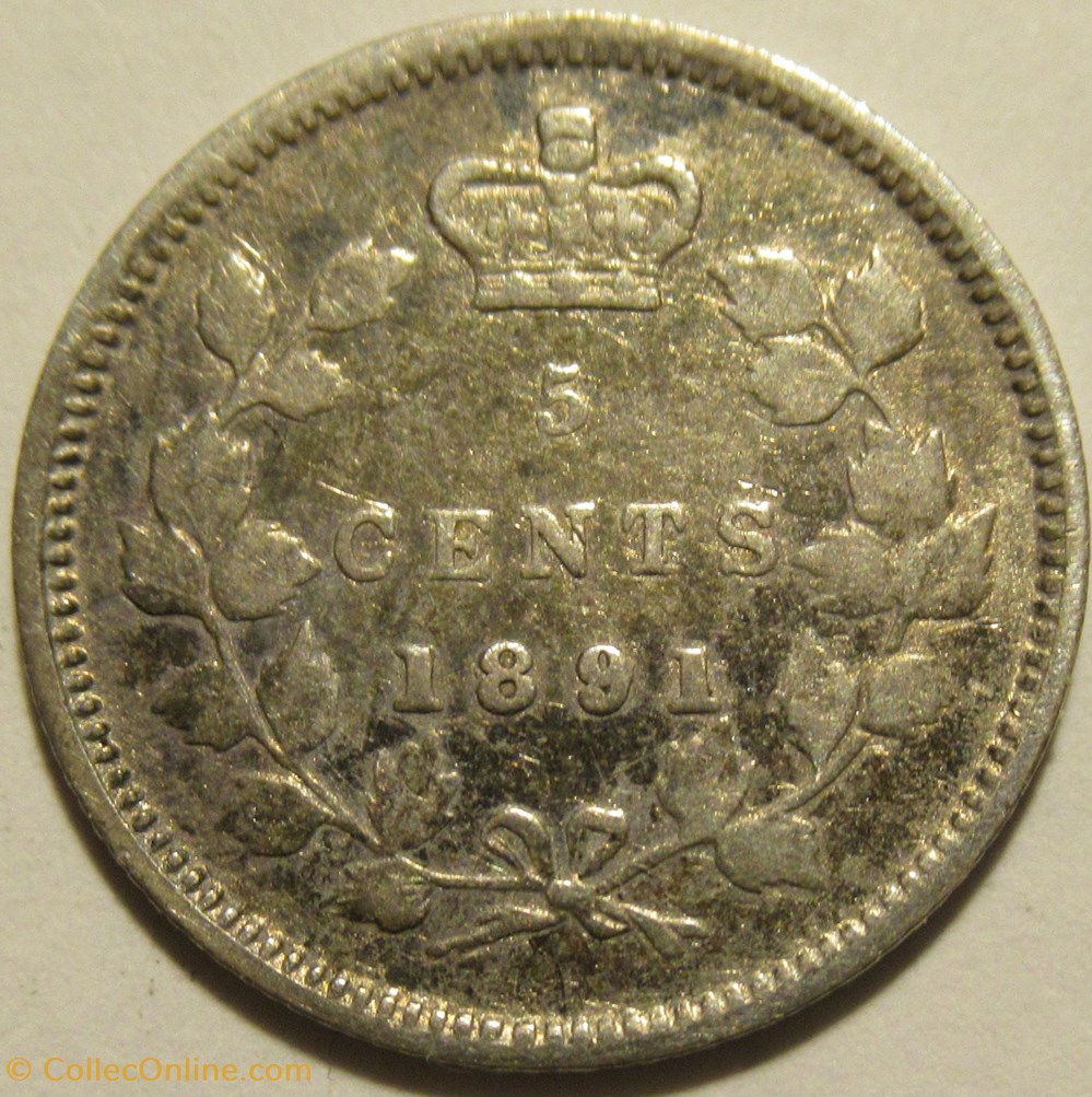monnaies monde canada victoria 5 cents 1891 ex 2