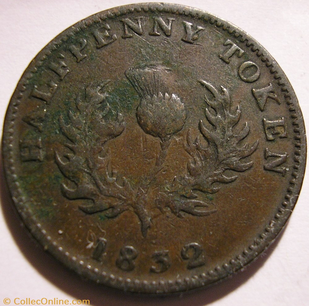 George IV - HalfPenny Token 1832 - Nova Scotia (ex.2) monnaies monde canada george iv halfpenny token 1832 nova scotia ex 2