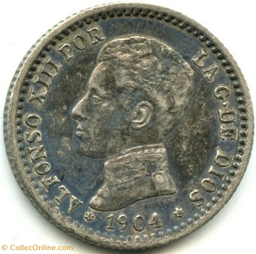 1904 - 50 Centimos - Alfonso XIII de España (ex.2) 2 monnaies monde espagne 1904 50 centimos alfonso xiii de espana ex 2