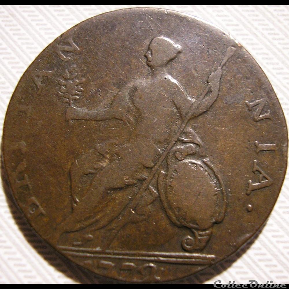 1772 Half Penny No Regal - George III of Great Britain (ex.2) 4 monnaie monde etat uni 1772 half penny no regal george iii of great britain ex 2