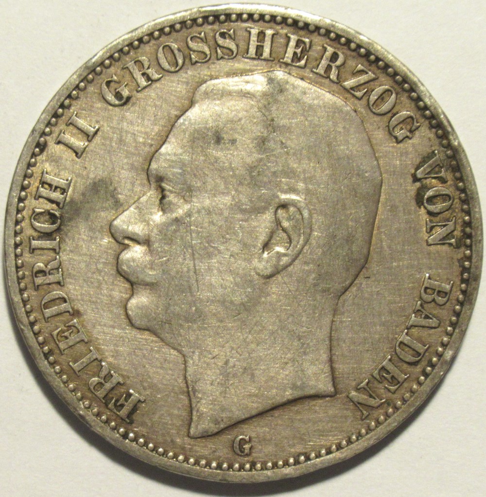 Friedrich II - 3 Mark 1909 - Grand Duchy of Baden monnaies monde allemagne friedrich ii 3 mark 1909 grand duchy of baden
