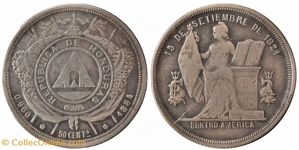Honduras - 50 Centavos 1884 monnaies monde honduras 50 centavos 1884