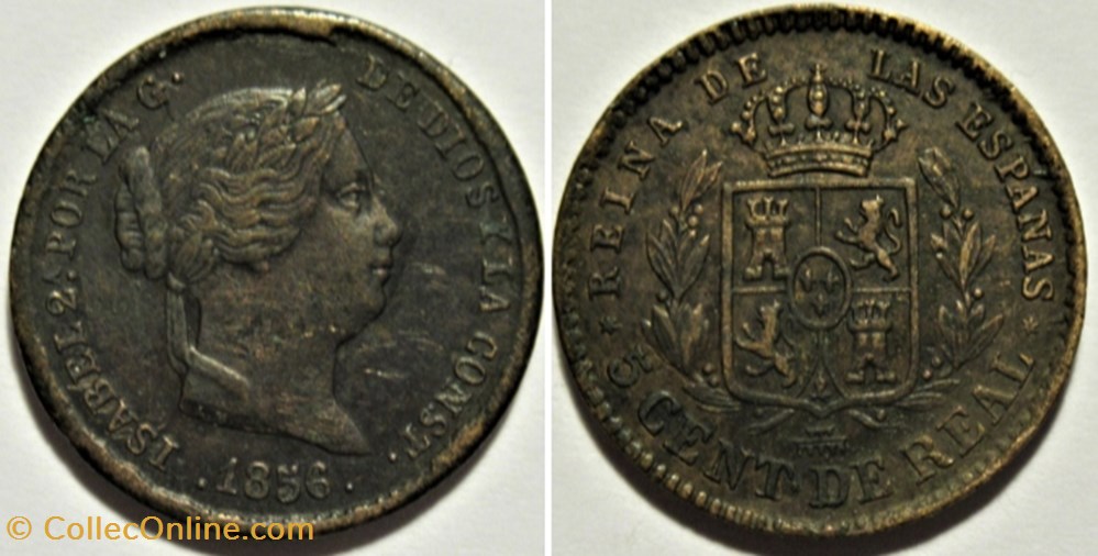 monnaies monde espagne 1856 segovia 5 centimos isabel ii de espana