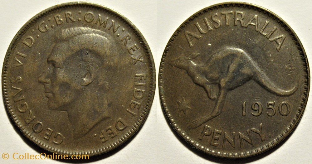 monnaies monde australie george vi one penny 1950 perth australia