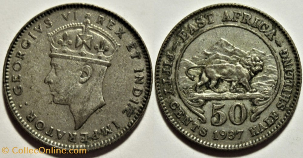 monnaies monde kenya george vi 50 cents 1937 east africa
