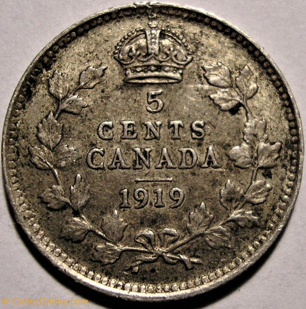 monnaie monde canadum george v 5 cents 1919