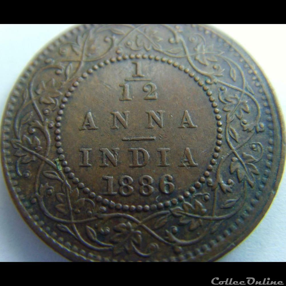 monnaie monde inde victoria 1 12 anna 1886 bombay british india
