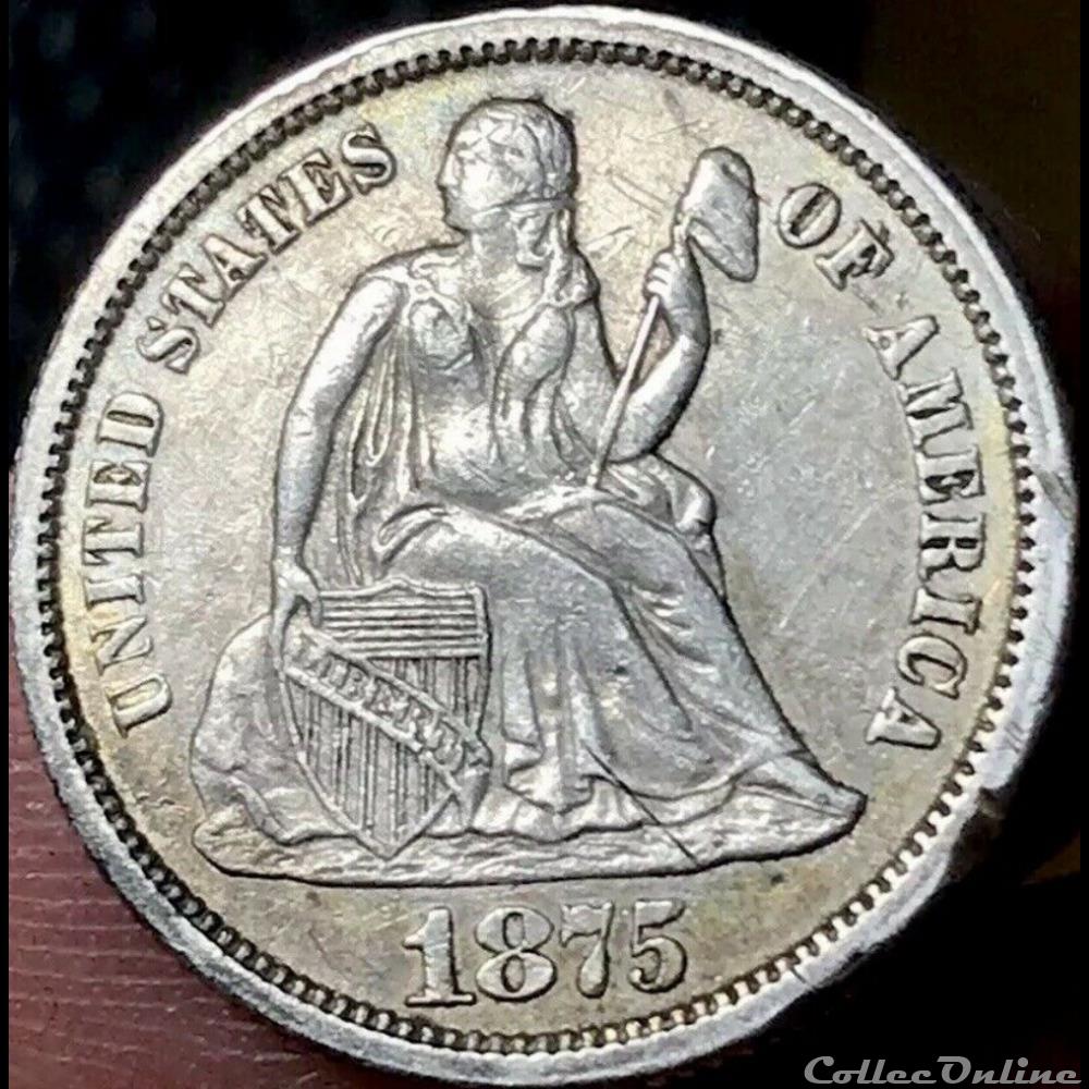 monnaie monde etat uni 1875 dime 10 cents