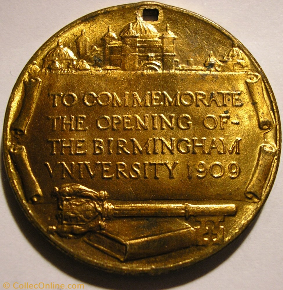 Edward VII & Alexandra - 1909 University of Birmingham Medal - UK 2 medaille royaume edward vii alexandra 1909 university of birmingham medal uk