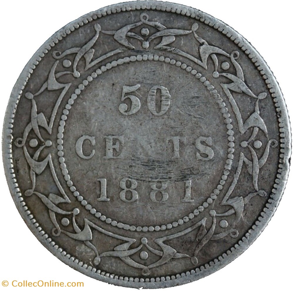Victoria - 50 Cents 1881 Newfoundland monnaie monde canadum victoria 50 cents 1881 newfoundland