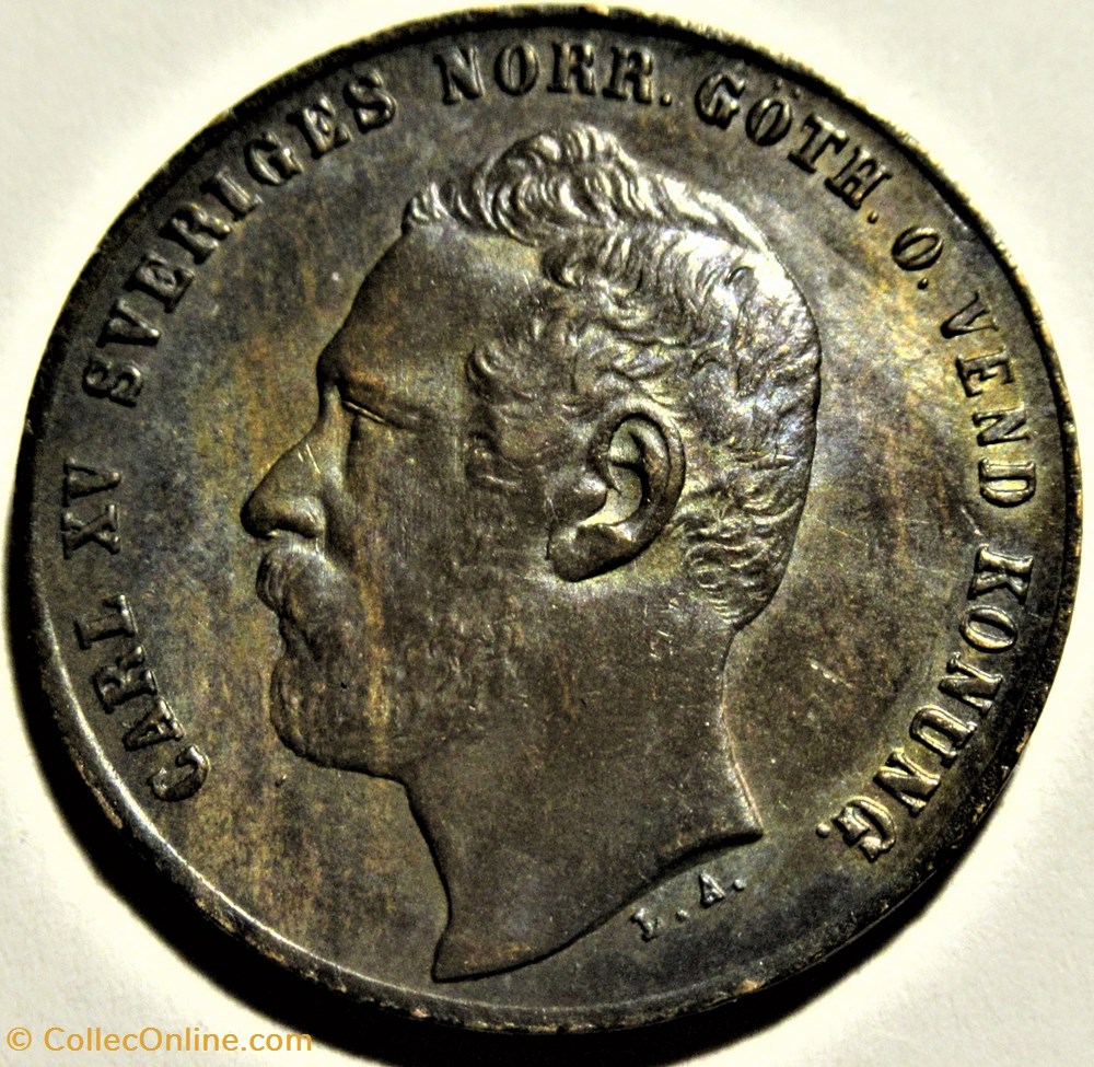 Sweden - Karl XV - 2 Öre 1872/1 - Overdate 2 monnaies monde suede sweden karl xv 2 ore 1872 1 overdate