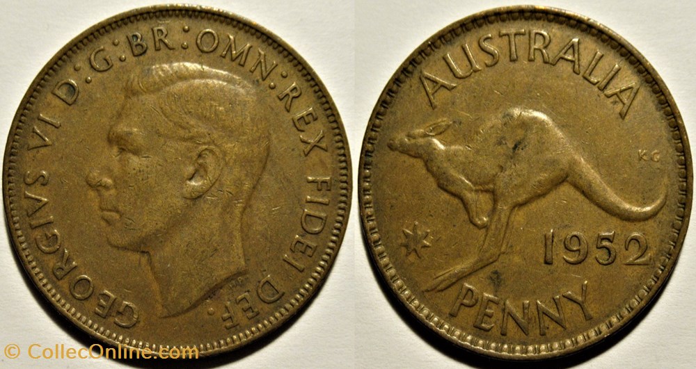 monnaies monde australie george vi one penny 1952 melbourne australia