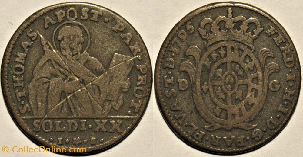 monnaies monde italie 1795 duche de parme 20 soldi ferdinando i