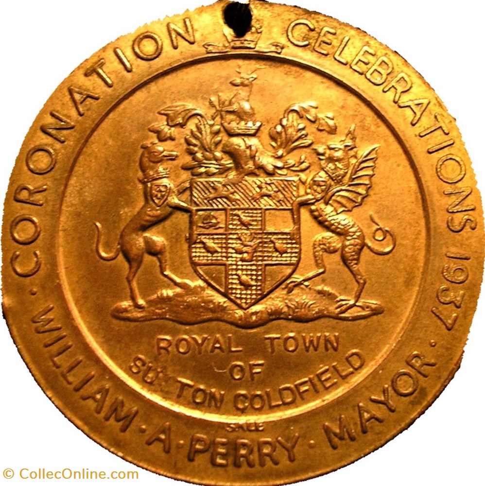 George VI & Elizabeth - 1937 Coronation Medal, Royal Town of Sutton Coldfield - UK 3 medaille royaume uni george vi elizabeth 1937 coronation medal royal town of sutton coldfield uk