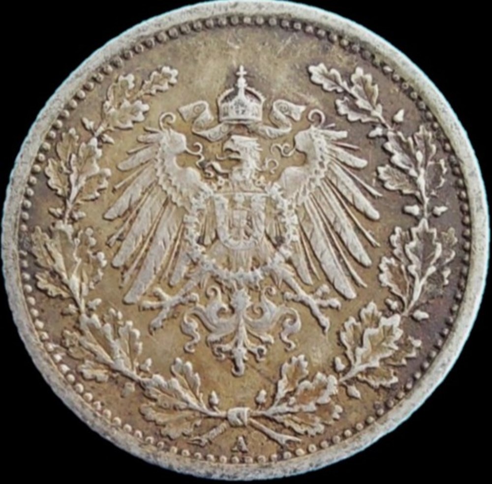 Wilhelm II - 1/2 Mark 1914, Berlin - German Empire monnaies monde allemagne wilhelm ii 1 2 mark 1914 berlin german empire