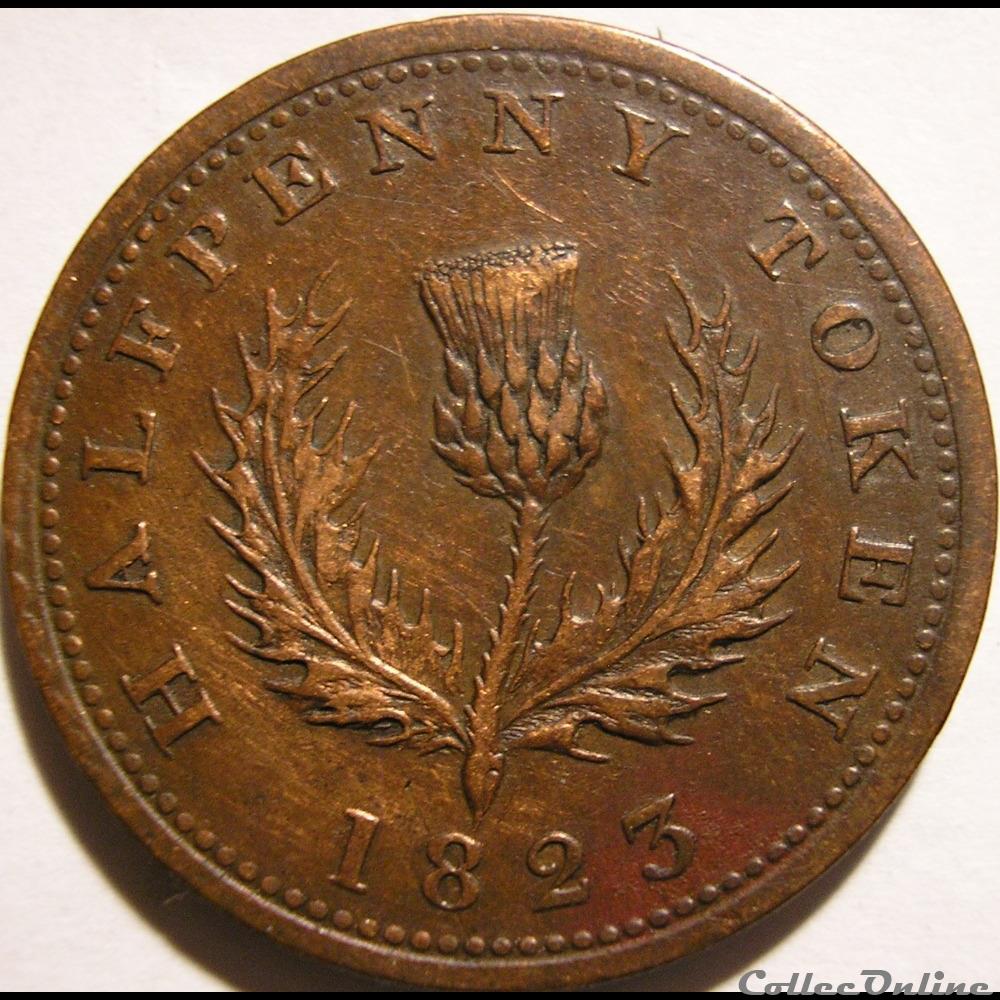 George IV - HalfPenny Token 1823 - Nova Scotia monnaie monde canadum george iv halfpenny token 1823 nova scotia