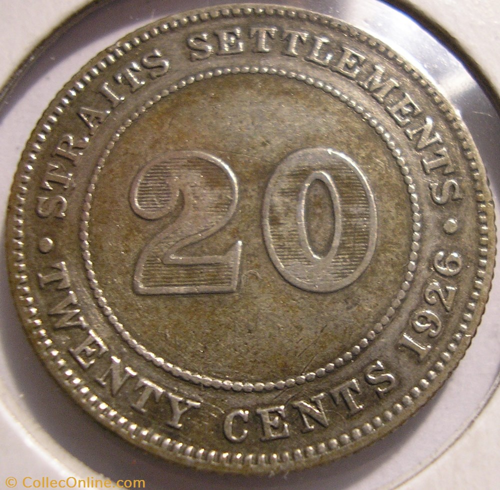 George V - 20 Cents 1926 - Straits Settlements monnaie monde malaisie george v 20 cents 1926 straits settlements