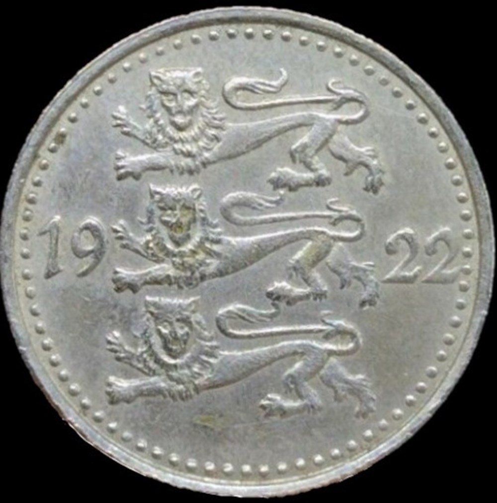 Estonia, Republic - 1 Mark 1922 monnaies monde estonie estonia republic 1 mark 1922