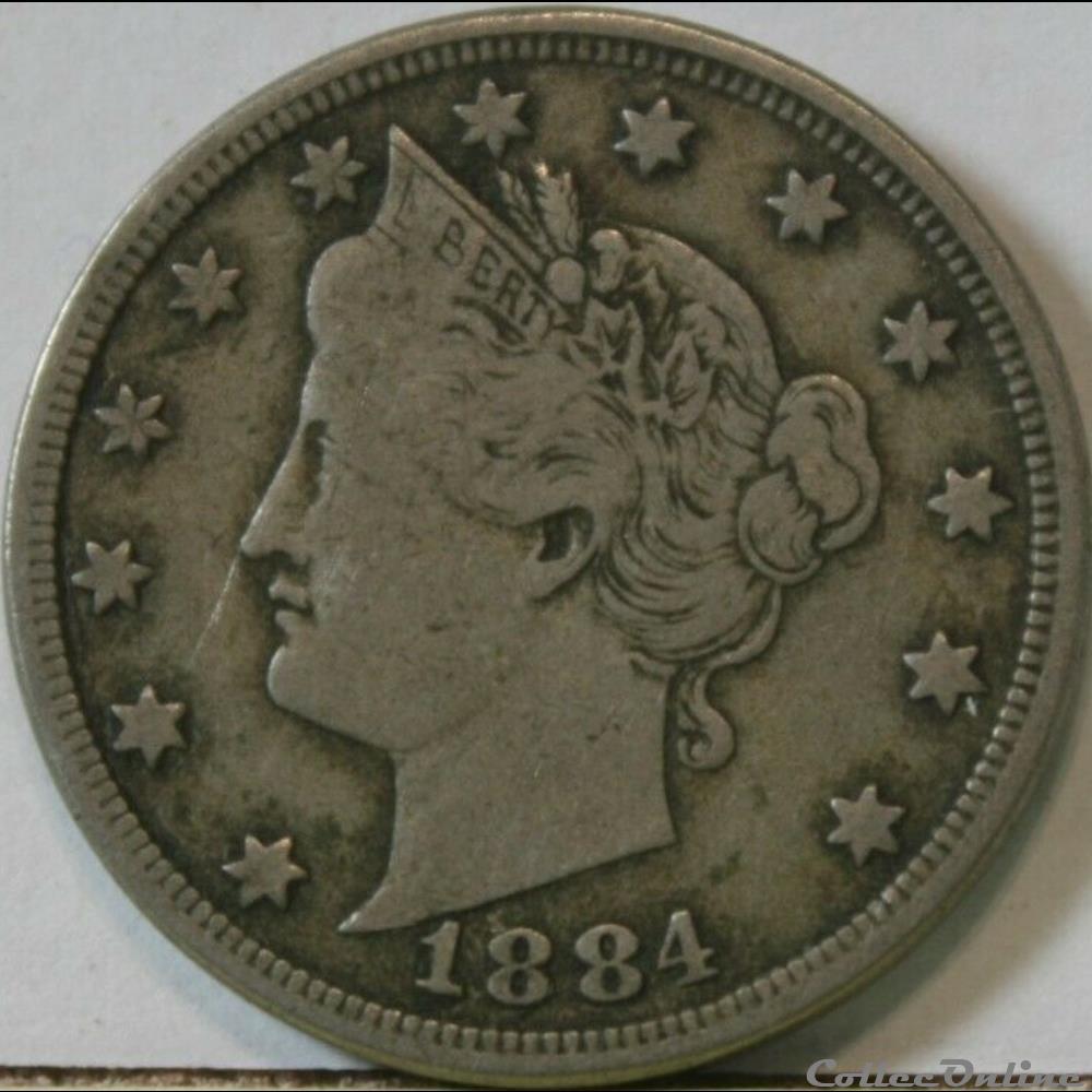 1884 5 Cents monnaie monde etat uni 1884 5 cents
