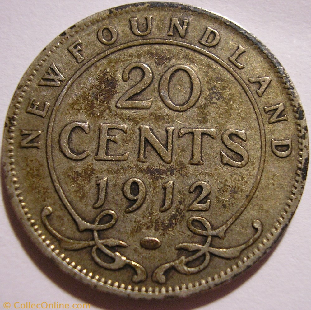 George V - 20 Cents 1912 Newfoundland monnaies monde canada george v 20 cents 1912 newfoundland
