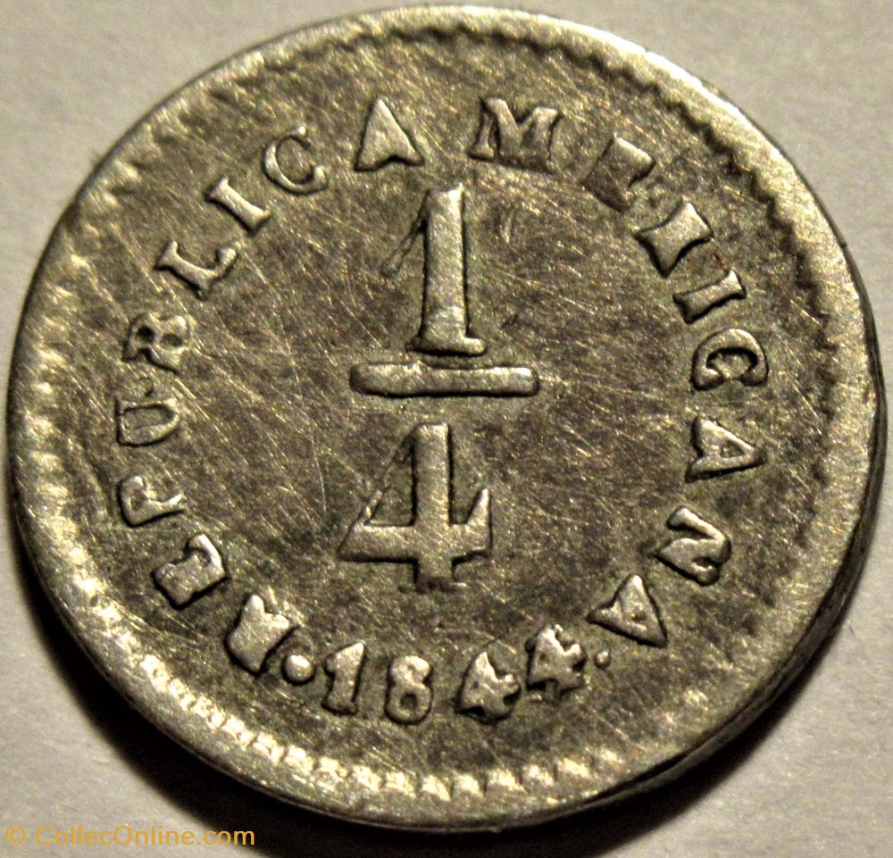 México - 1/4 Real 1844/3 Guanajuato - 1st. Republic 3 monnaies monde mexique mexico 1 4 real 1844 3 guanajuato 1st republic