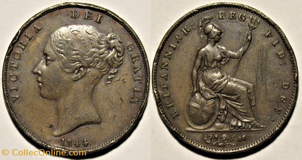 Victoria - One Penny 1844 - Kingdom of Great Britain monnaies monde royaume uni victoria one penny 1844 kingdom of great britain