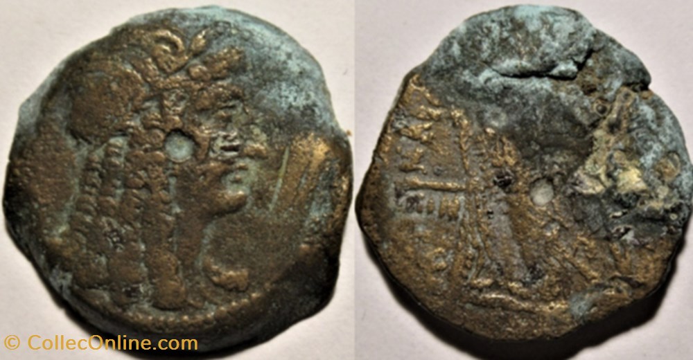 Cleopatra I & Ptolemy VI (180-176) Æ 26 monnaies antiques grecques cleopatra i ptolemy vi 180 176 26