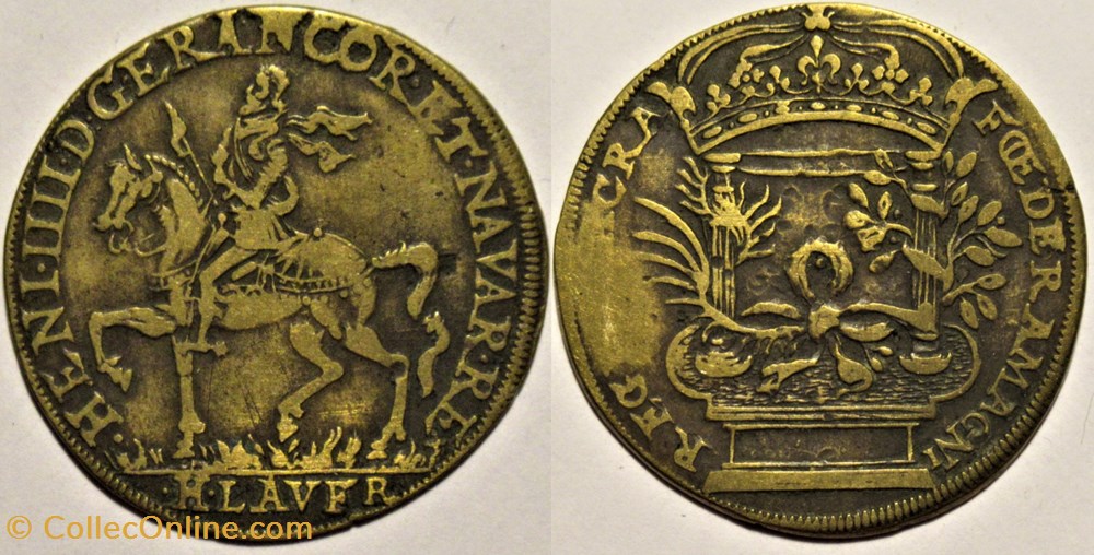 Henri IV à cheval, Union avec Marie de Médicis c.1607 - Jeton de Nuremberg monnaies paranumismatique jetons poids henri iv a cheval union avec marie de medicis c 1607 jeton de nuremberg