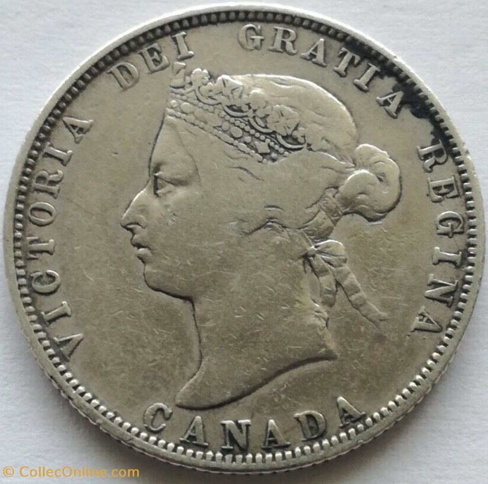 Victoria - 25 Cents 1874 H (ex.2) monnaie monde canadum victoria 25 cents 1874 h ex 2