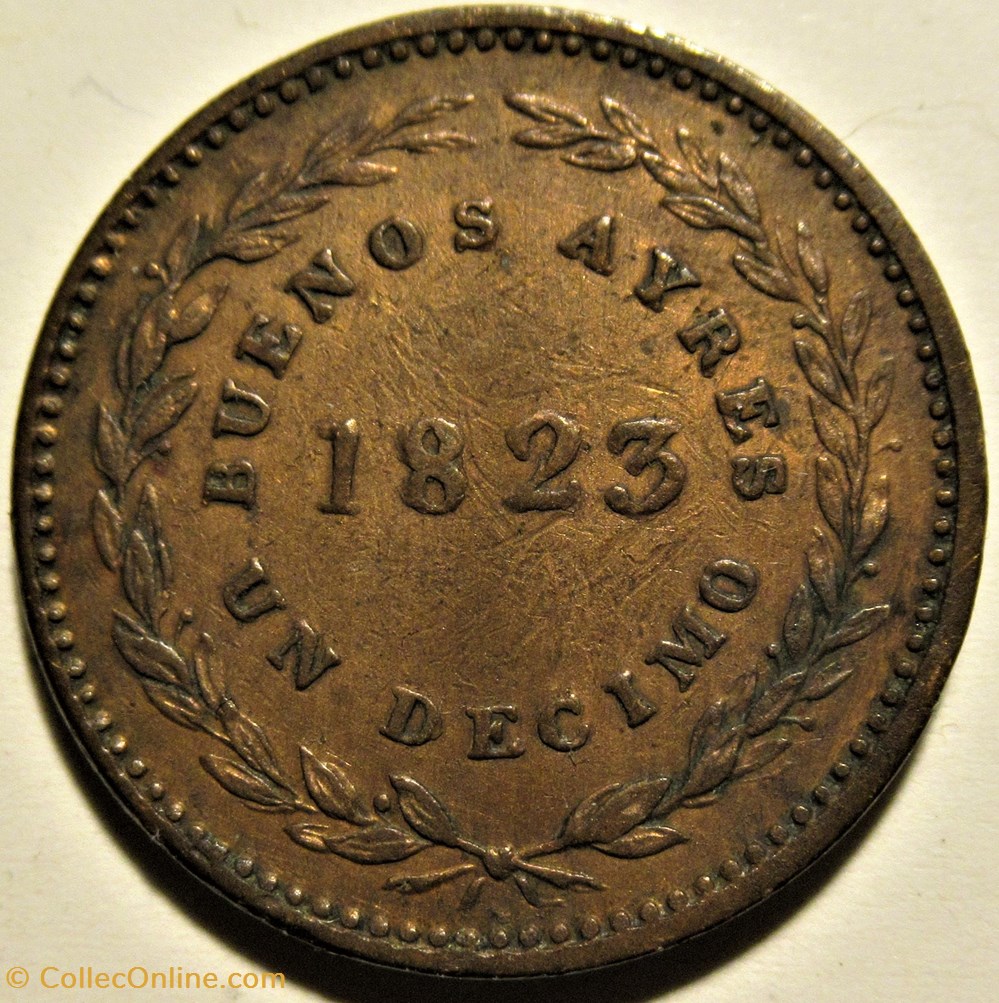 Argentina - 1 Decimo 1823, Buenos Aires 5 monnaies monde argentine argentina 1 decimo 1823 buenos aires
