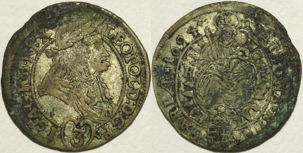 monnaies europe medievale royaume de hongrie 1694 hungary 3 krajcar leopold i holy roman emperor