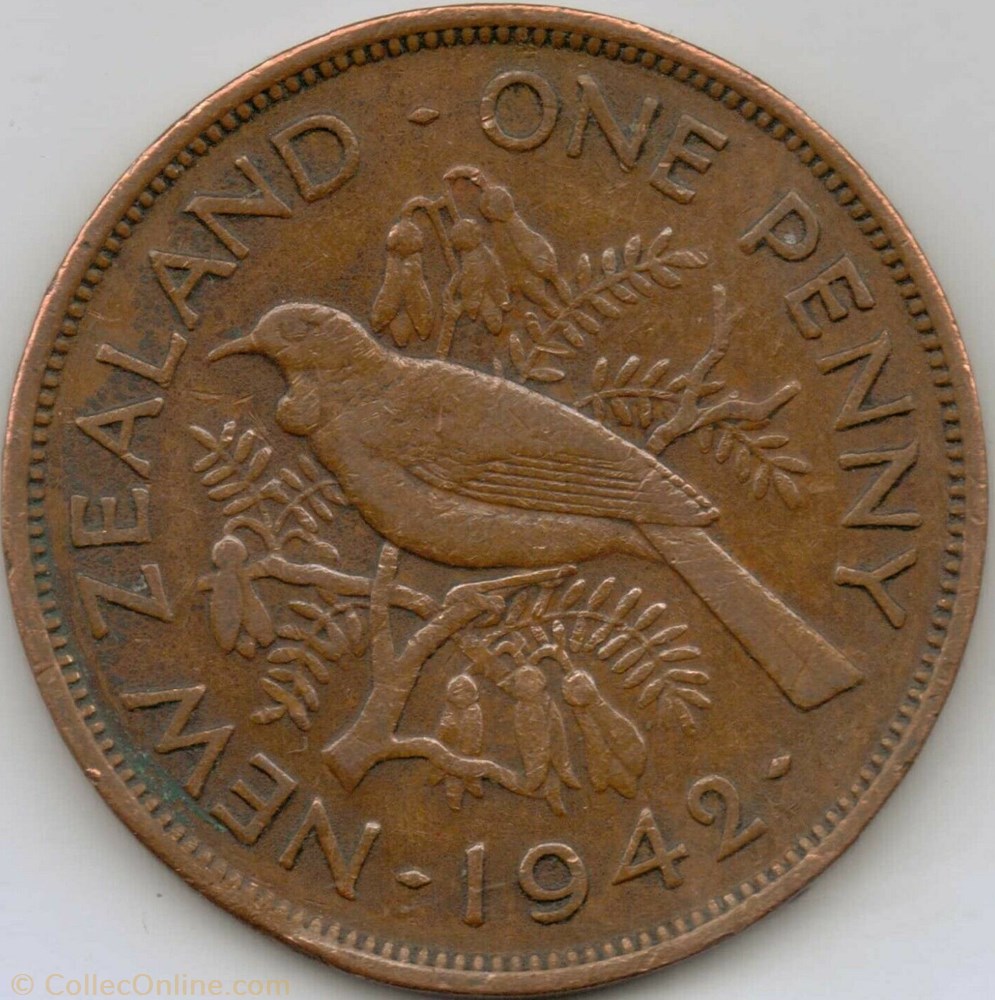 George VI - One Penny 1942 - New Zealand monnaie monde nouvelle zelande george vi one penny 1942 new zealand