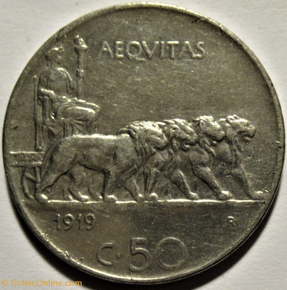 1919 Royaume d'Italie, 50 Centesimi, Roma - Vittorio Emanuele III 3 monnaies monde 1919 royaume italie 50 centesimi roma vittorio emanuele iii