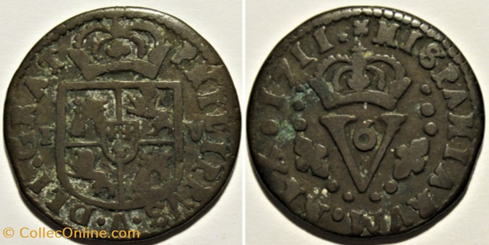 monnaies europe medievale royaume espagne 1711 valencia seiseno felipe v de espana