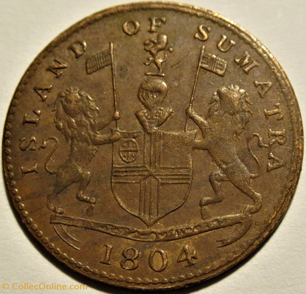 King George III - 1 Keping 1804 Sumatra 2 monnaies monde indonesie king george iii 1 keping 1804 sumatra