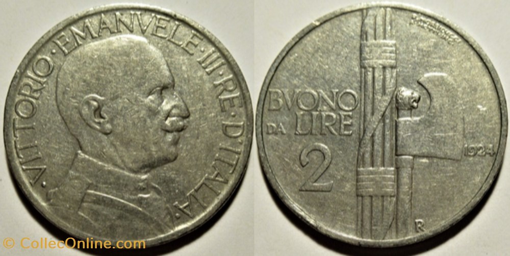 1924 Regno d'Italia, 2 Lire, Roma - Vittorio Emanuele III monnaies monde italie 1924 regno italia 2 lire roma vittorio emanuele iii