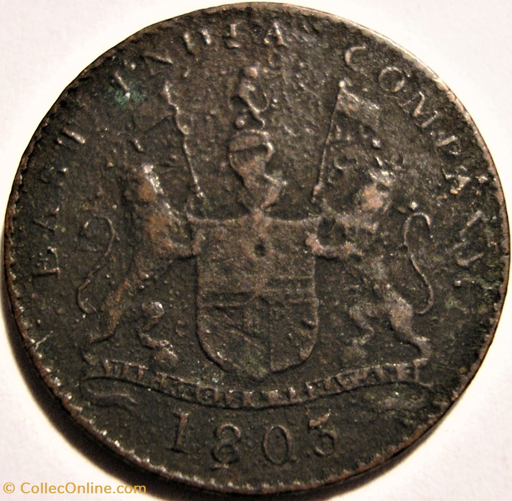 King George III - 5 Cash 1803 - Madras Presidency (ex.3) monnaie monde inde king george iii 5 cash 1803 madras presidency ex 3