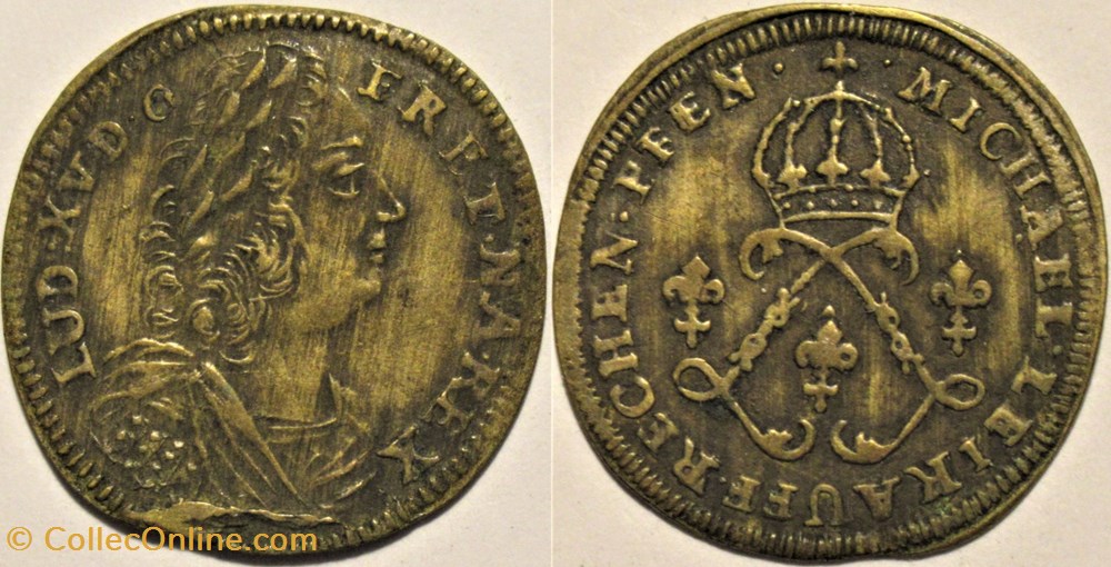 Louis XV - c.1726, Rechenpfennig par Michael Leichkauff monnaies paranumismatique jetons poids louis xv c 1726 rechenpfennig par michael leichkauff