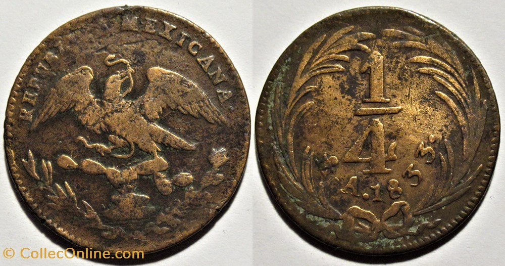 monnaies monde mexique mexico 1 4 real 1833 1st republic