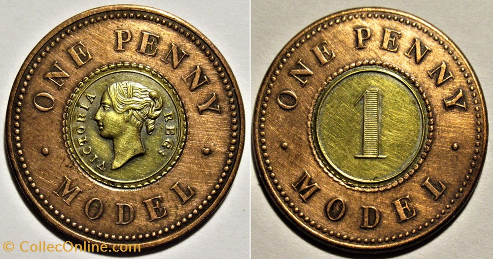 Victoria - Penny Model Token (c.1844-1848) monnaies paranumismatique jetons poids victoria penny model token c 1844 1848