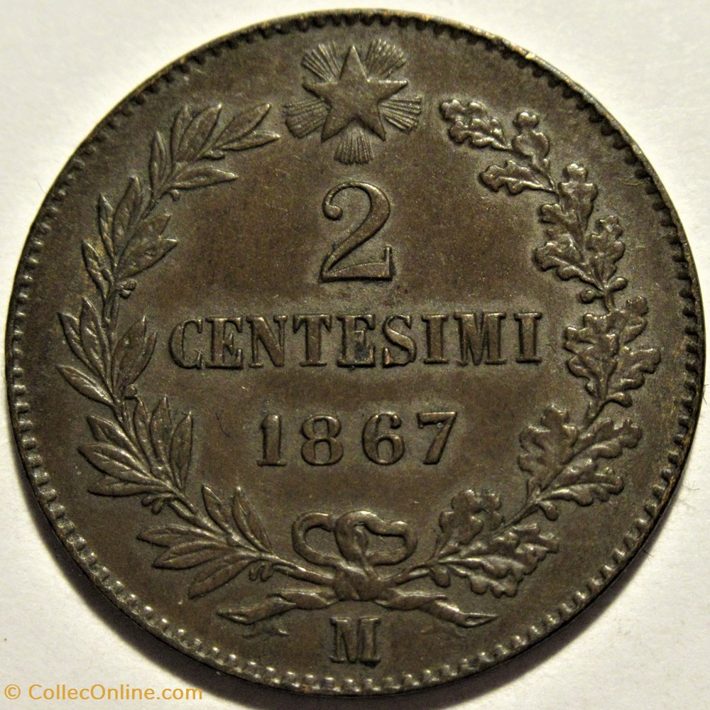 1867 Royaume d'Italie, 2 Centesimi, Milano - Vittorio Emanuele II 3 monnaies monde 1867 royaume italie 2 centesimi milano vittorio emanuele ii